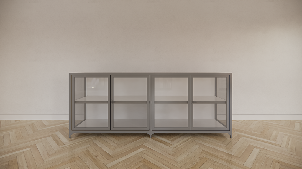Sideboard/Theke Belo - 200x45x80H cm - 4 Flügeltüren - Ganzglas