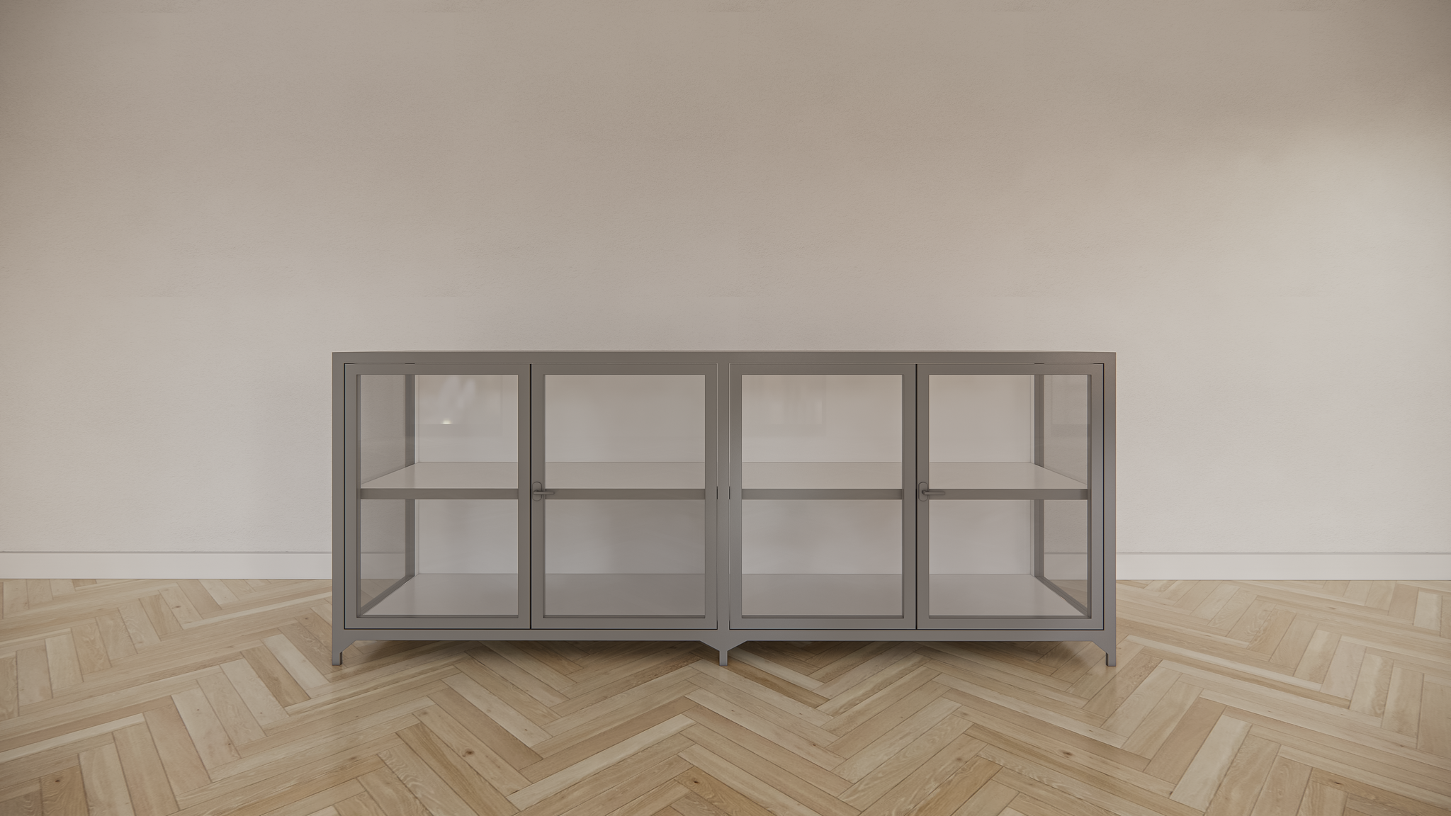 Sideboard/Theke Belo - 200x45x80H cm - 4 Flügeltüren - Ganzglas