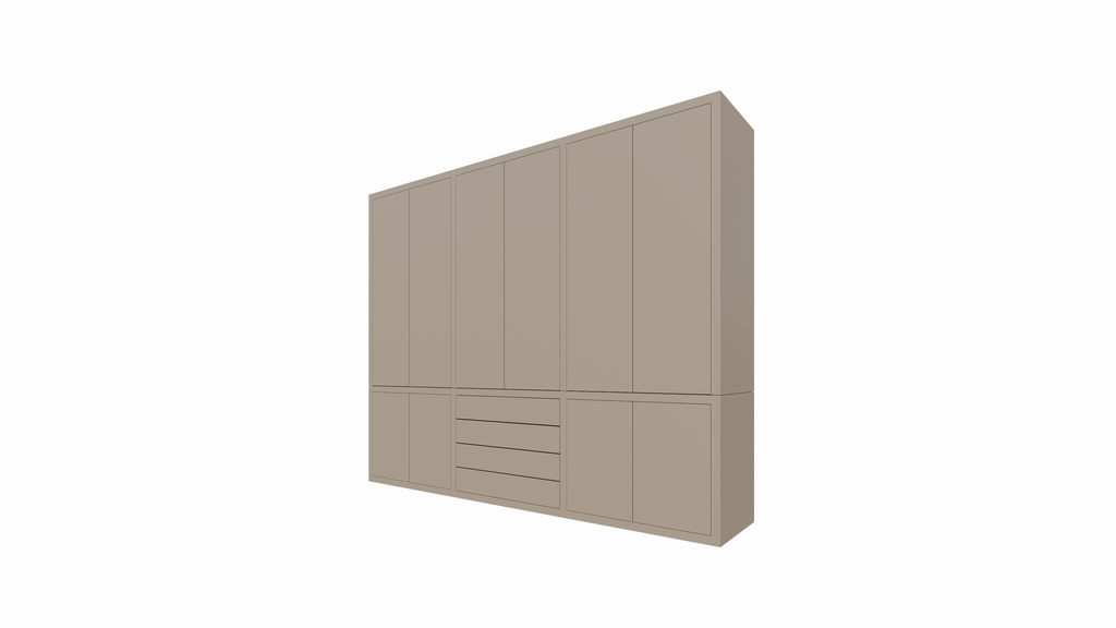Bermuda für Kleidung - 300x60x240H cm - 4 Schubladen mit Push-to-Open-Funktion - Türen mit Push-to-Open-Funktion - glatte Oberfläche