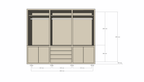 Bermuda für Kleidung - 300x60x240H cm - 4 Schubladen mit Push-to-Open-Funktion - Türen mit Push-to-Open-Funktion - glatte Oberfläche
