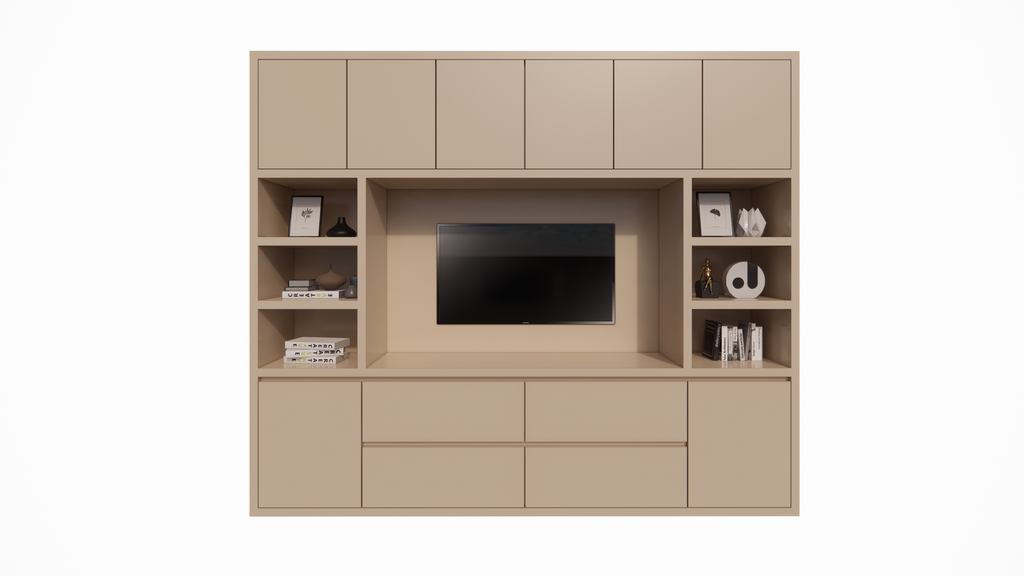 TV-Fachschrank Biarritz - 260x40x220H cm - TV-Fach - Cinewall - push to open Türen - grifflose Soft-Close-Schubladen - offene Fächer - schlankes Design - 5cm Fachboden- und Rahmenstärke