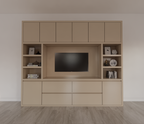 TV-Fachschrank Biarritz - 260x40x220H cm - TV-Fach - Cinewall - push to open Türen - grifflose Soft-Close-Schubladen - offene Fächer - schlankes Design - 5cm Fachboden- und Rahmenstärke