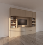 TV-Fachschrank Biarritz - 260x40x220H cm - TV-Fach - Cinewall - push to open Türen - grifflose Soft-Close-Schubladen - offene Fächer - schlankes Design - 5cm Fachboden- und Rahmenstärke