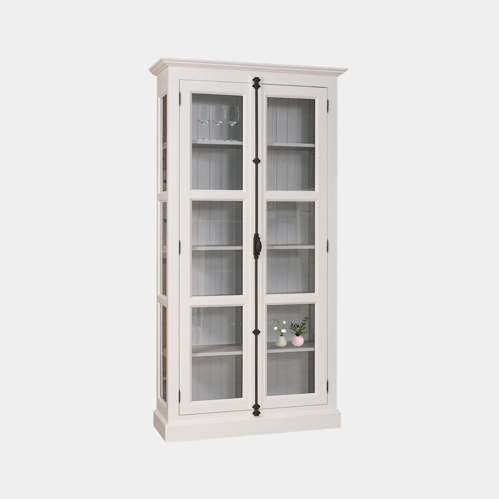 Vitrine Bilbao - 110x40x210H cm - mit Spanjolette-Verschluss - Glasseiten - Ganzglasvitrine