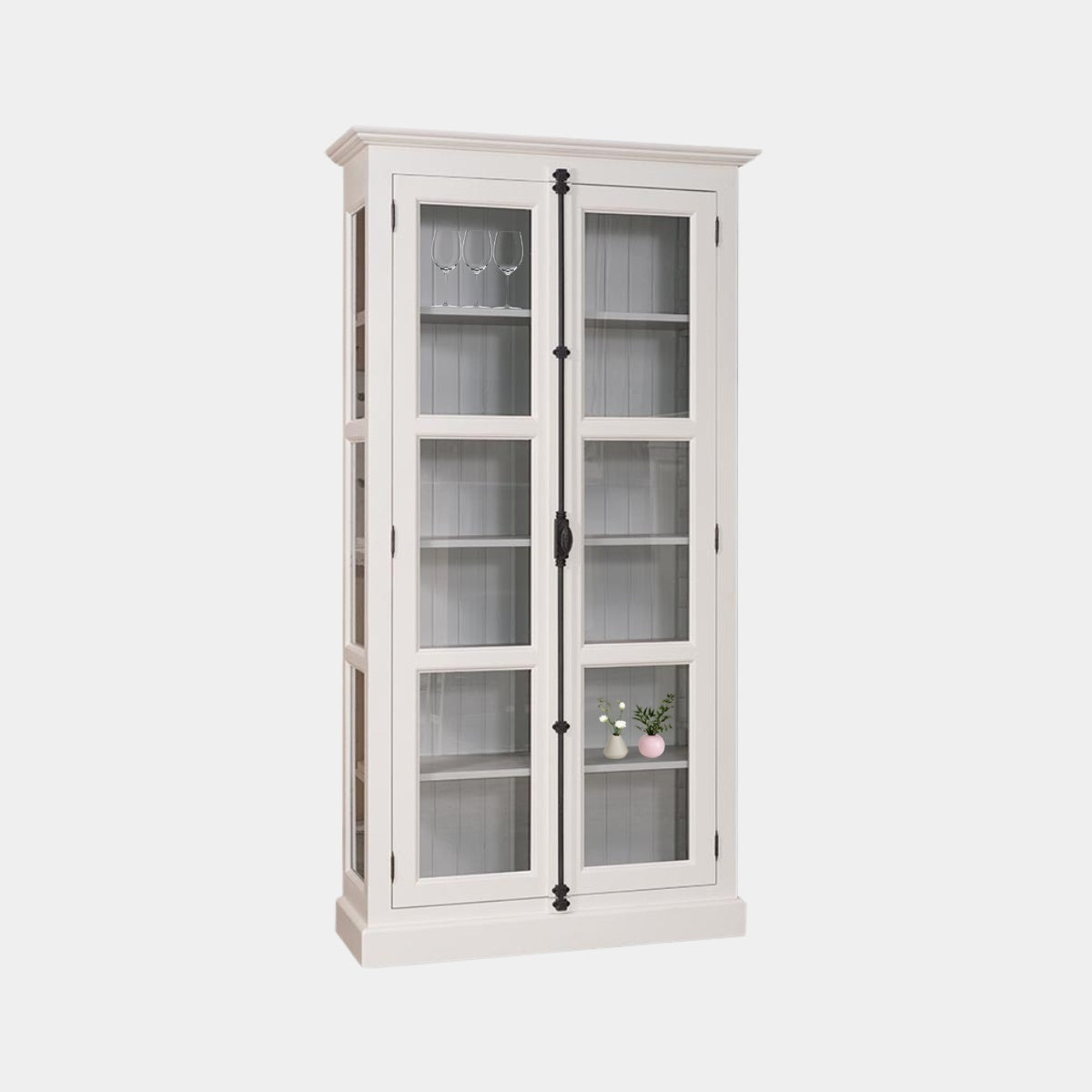 Vitrine Bilbao - 110x40x210H cm - mit Spanjolette-Verschluss - Glasseiten - Ganzglasvitrine