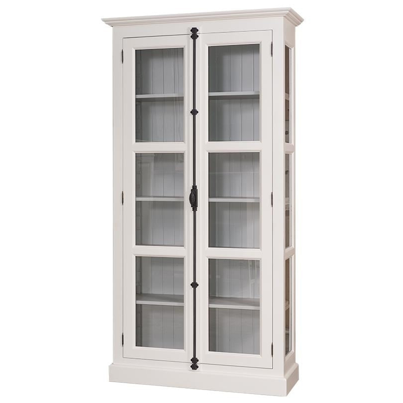 Vitrine Bilbao - 110x40x210H cm - mit Spanjolette-Verschluss - Glasseiten - Ganzglasvitrine