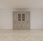 Buffetschrank Bloemendaal - 210x50x220H cm - geschlossene Türen und Vitrinendrehtüren im Oberschrank - 5 Soft-Close-Schubladen