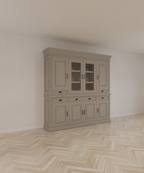 Buffetschrank Bloemendaal - 210x50x220H cm - geschlossene Türen und Vitrinendrehtüren im Oberschrank - 5 Soft-Close-Schubladen