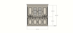 Buffetschrank Bloemendaal - 210x50x220H cm - geschlossene Türen und Vitrinendrehtüren im Oberschrank - 5 Soft-Close-Schubladen