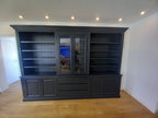 Bücherregal Amalfi - 320x40x220H cm - verstellbare Einlegeböden - Schranktüren - 4 push-to-open Türen - 3 grifflose Schubladen