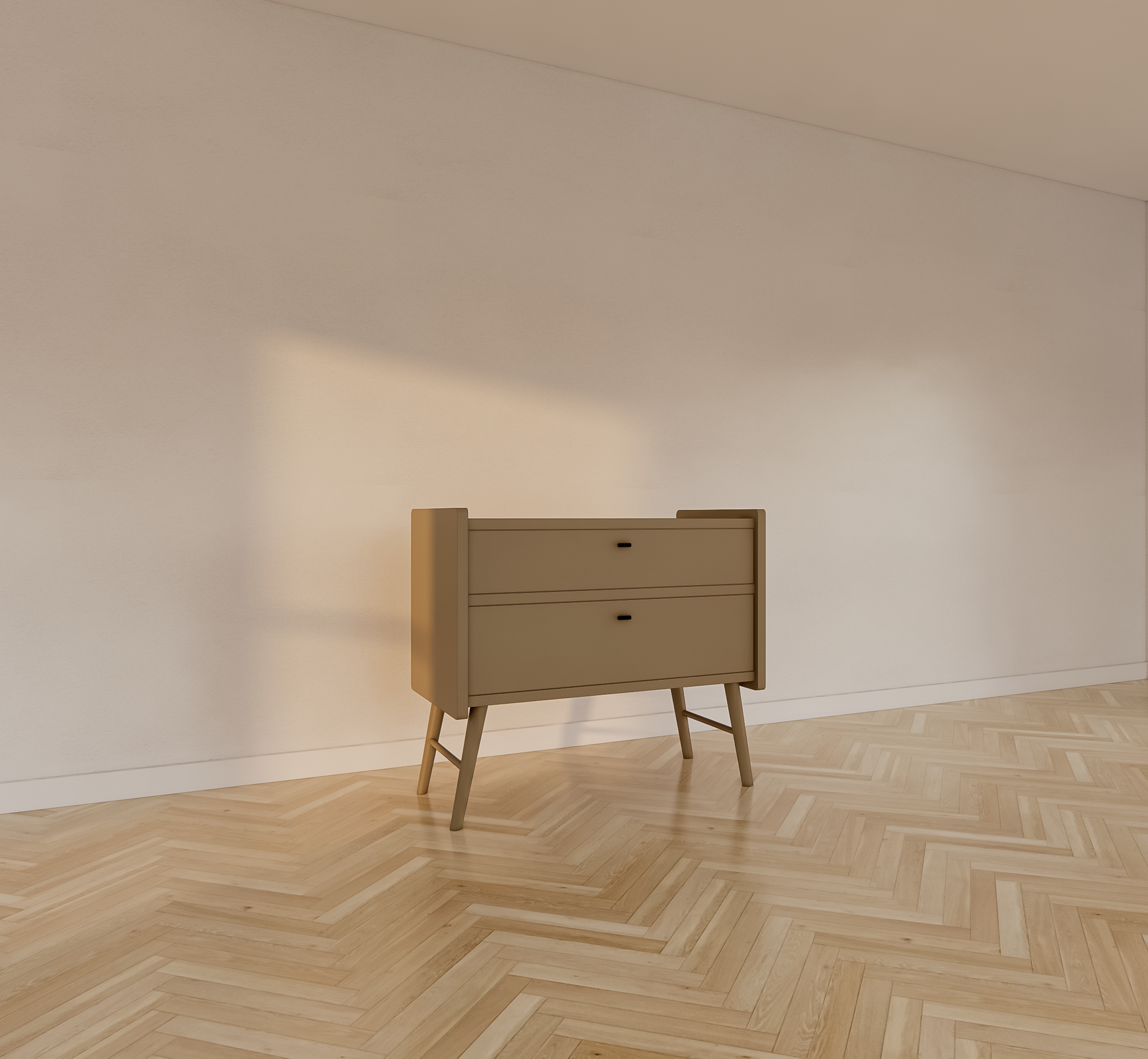 Bowen Sideboard - 100x55x90H cm - 2 Soft-Close-Schubladen - auf runden Holzbeinen
