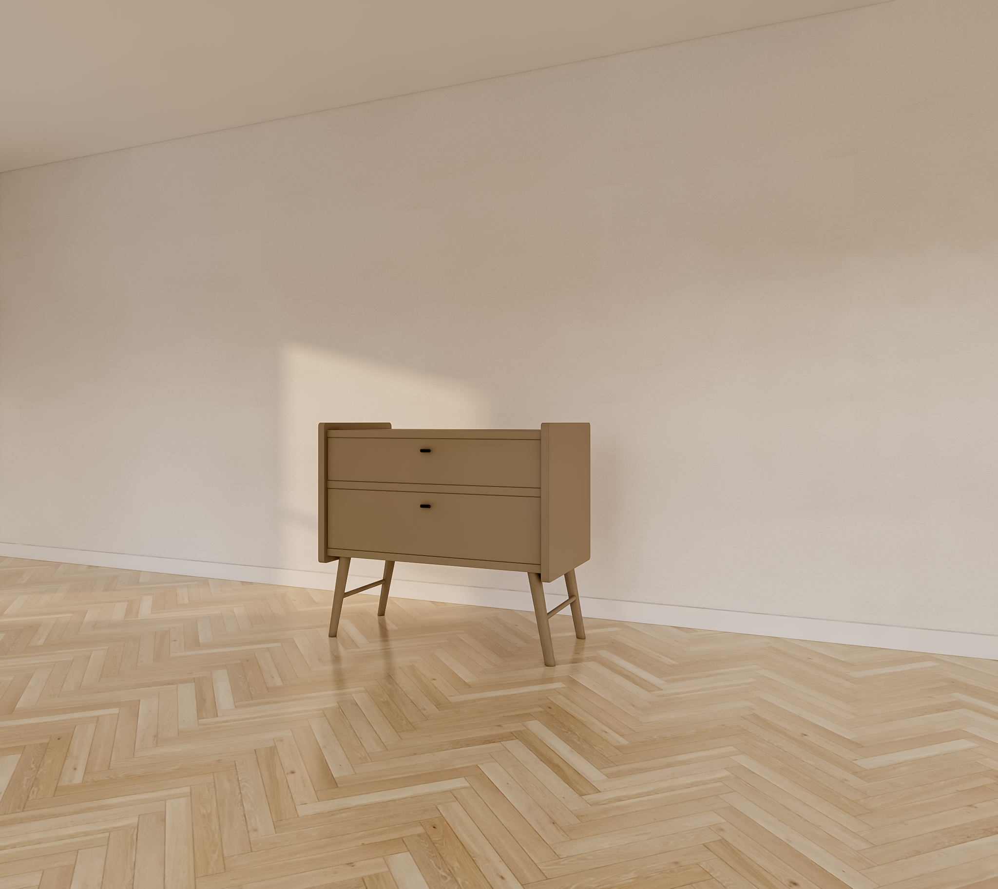 Bowen Sideboard - 100x55x90H cm - 2 Soft-Close-Schubladen - auf runden Holzbeinen