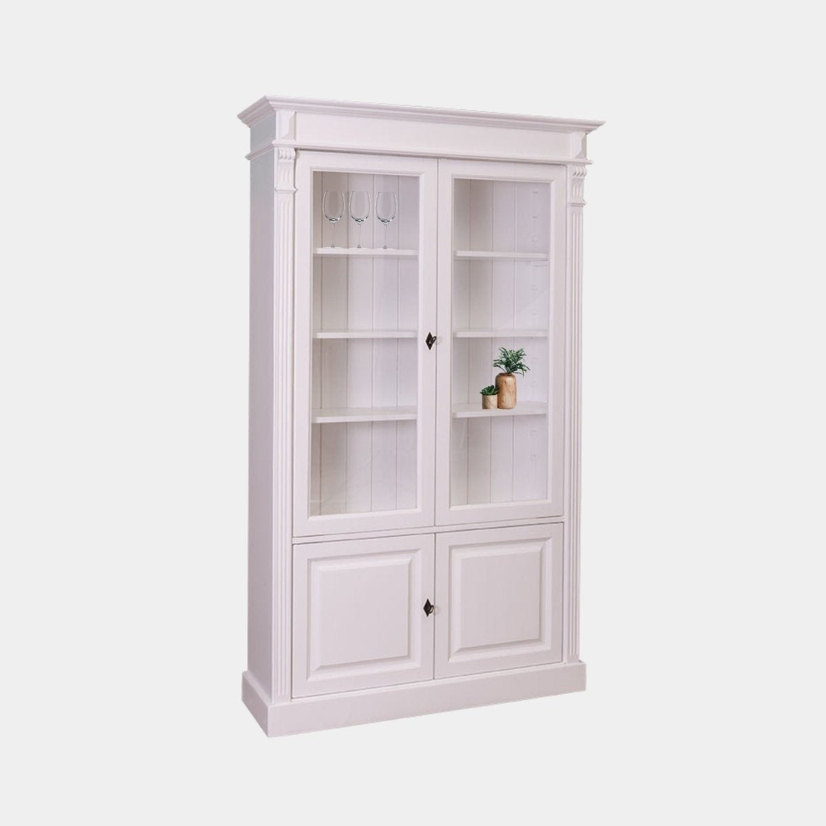 Vitrine Breda - 120x40x200H cm - 2 Vitrinentüren mit Scharnieren - 2 geschlossene Türen mit Scharnieren