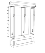 Brighton Bibliothek - Bücherregal - 171x43x240H cm - zerlegbar - mit Stange und Leiter - 8 verstellbare Einlegeböden - 2 Soft-Close-Schubladen