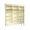 Brighton Bibliothek - Bücherregal - 250x40x240H cm - zerlegbar - mit Stange und Leiter - 12 verstellbare Einlegeböden - 3 Soft-Close-Schubladen