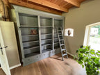 Brighton Bibliothek - Bücherregal - 250x40x240H cm - zerlegbar - mit Stange und Leiter - 12 verstellbare Einlegeböden - 3 Soft-Close-Schubladen