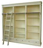 Brighton Bibliothek - Bücherregal - 250x40x240H cm - zerlegbar - mit Stange und Leiter - 12 verstellbare Einlegeböden - 3 Soft-Close-Schubladen