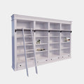 Brighton Bibliothek - Bücherregal - 330x40x240H cm - zerlegbar - mit Stange und Leiter - 330x40x240H cm - 16 verstellbare Einlegeböden - 4 Schubladen mit Soft Close