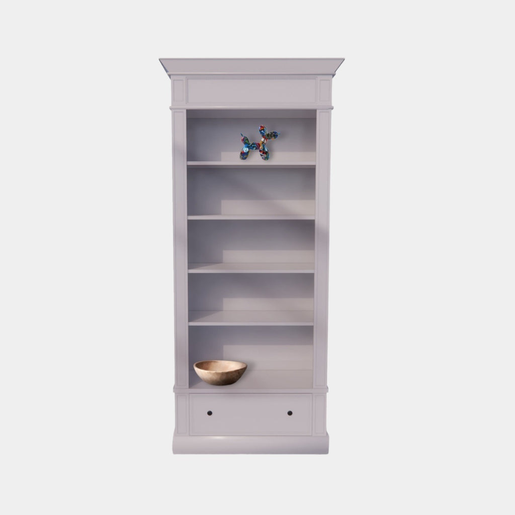 Brighton Bibliothek - Bücherregal - zerlegbar - 85x43x240H cm - 4 verstellbare Einlegeböden - 1 Soft-Close-Schublade