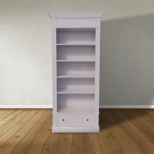 Brighton Bibliothek - Bücherregal - zerlegbar - 85x43x240H cm - 4 verstellbare Einlegeböden - 1 Soft-Close-Schublade