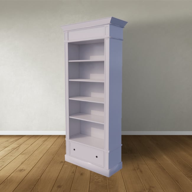 Brighton Bibliothek - Bücherregal - zerlegbar - 85x43x240H cm - 4 verstellbare Einlegeböden - 1 Soft-Close-Schublade