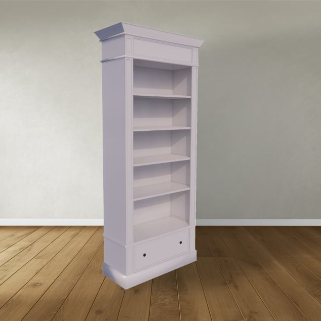 Brighton Bibliothek - Bücherregal - zerlegbar - 85x43x240H cm - 4 verstellbare Einlegeböden - 1 Soft-Close-Schublade
