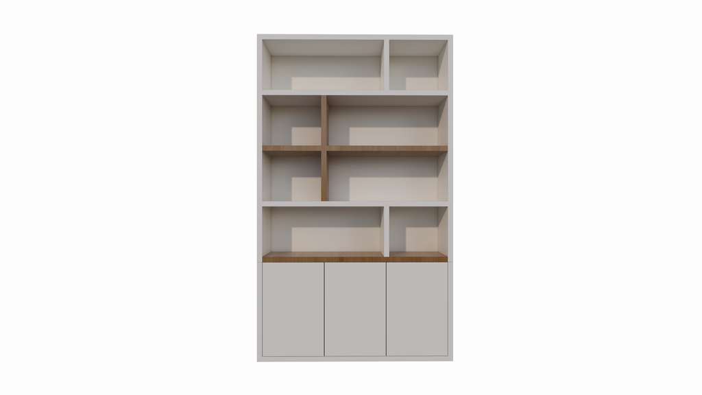 Kommode Brunei - 150x30x250H cm - push-to-open Türen - mit Eichenholzeinlegeböden - schlichte Ausführung