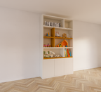 Kommode Brunei - 150x30x250H cm - push-to-open Türen - mit Eichenholzeinlegeböden - schlichte Ausführung