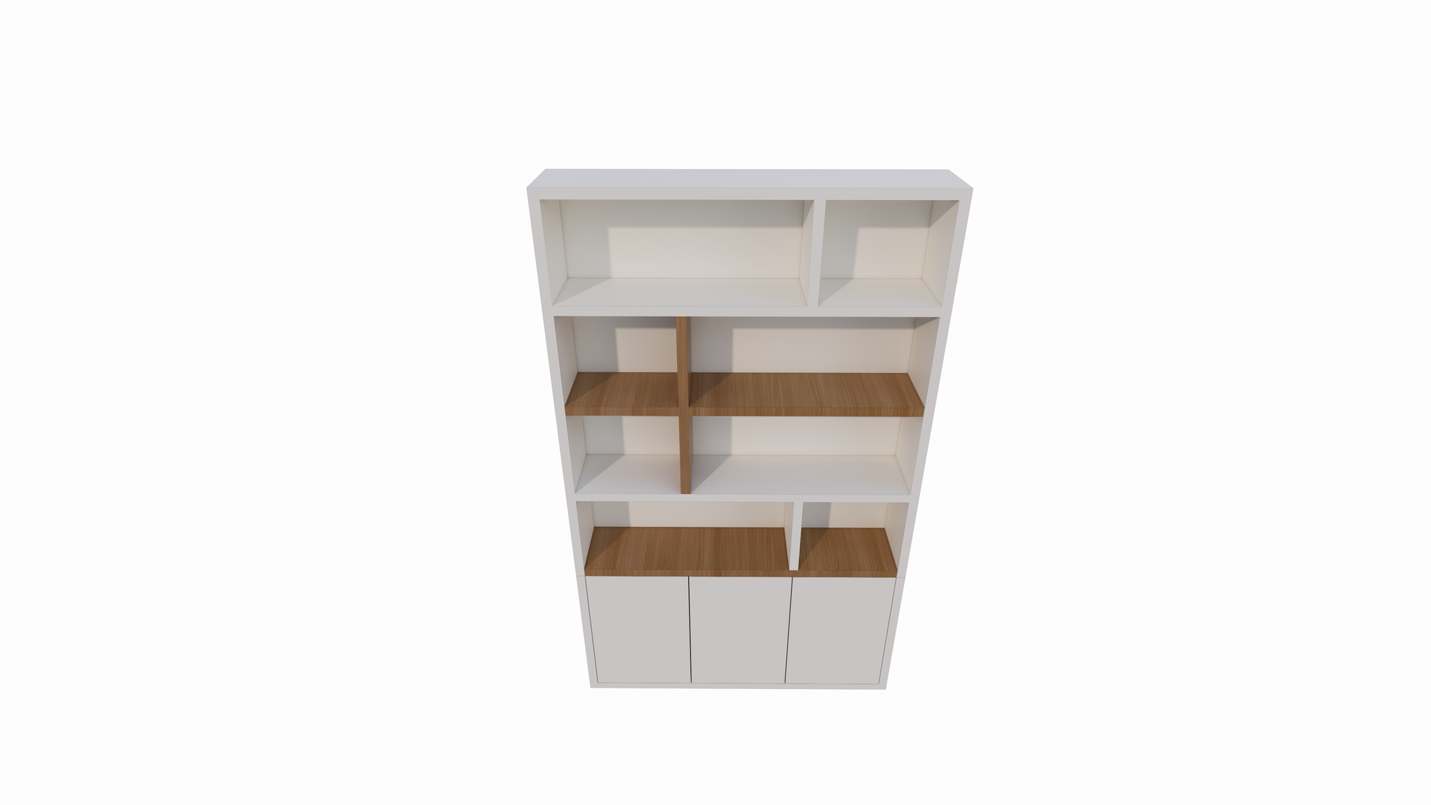 Kommode Brunei - 150x30x250H cm - push-to-open Türen - mit Eichenholzeinlegeböden - schlichte Ausführung
