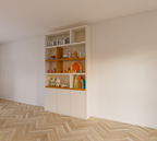 Kommode Brunei - 150x30x250H cm - push-to-open Türen - mit Eichenholzeinlegeböden - schlichte Ausführung