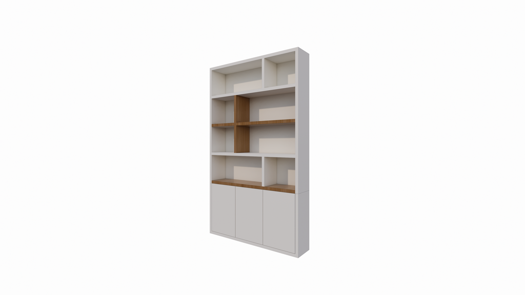 Kommode Brunei - 150x30x250H cm - push-to-open Türen - mit Eichenholzeinlegeböden - schlichte Ausführung