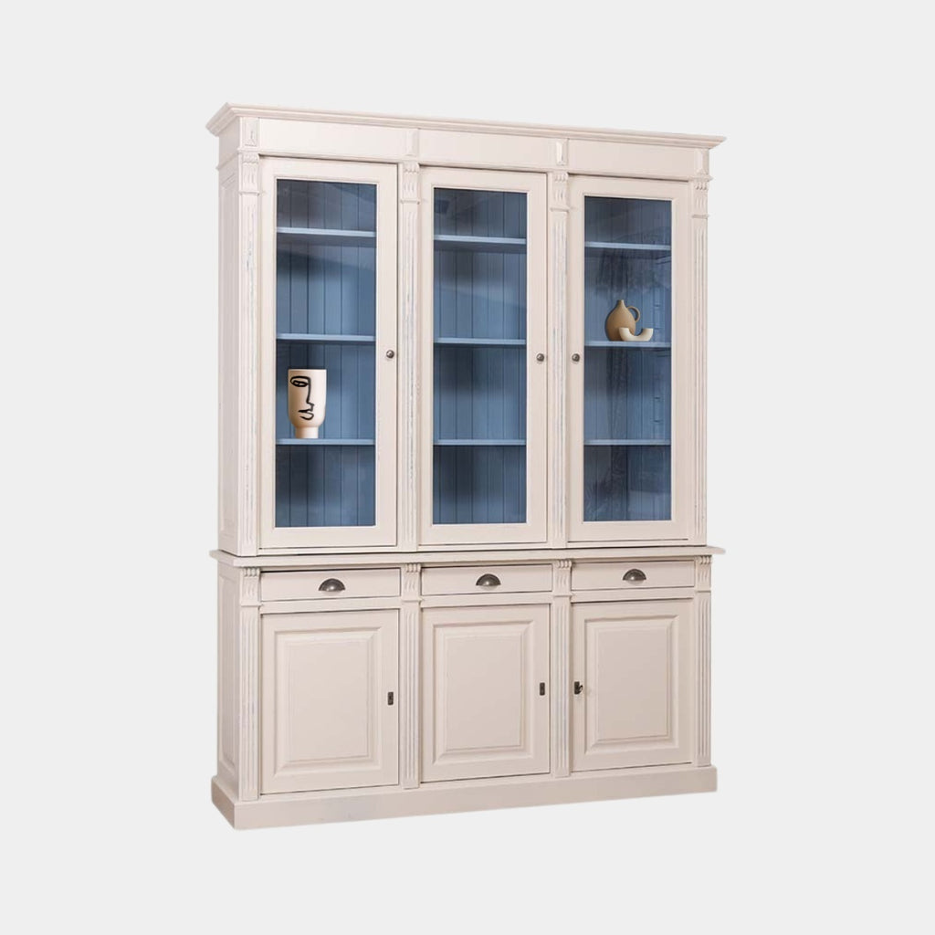 Buffetschrank Brüssel - 185x50x240H - 3 Flügeltüren für Vitrinen - 3 geschlossene Flügeltüren - verstellbare Einlegeböden