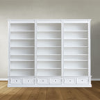 Classy Library Bücherregal - 300x43x240H cm - 18 verstellbare Bücherregale - 6 Schubladen