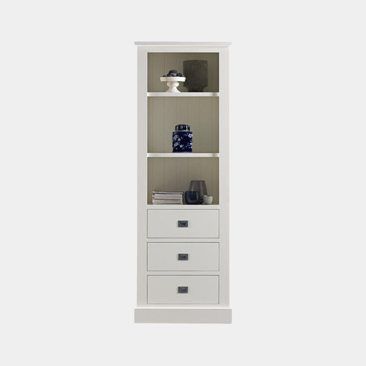 Bücherregal Island 09 - 75x40x215H cm - 2 Fachböden - 3 Soft-Close-Schubladen