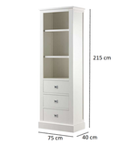 Bücherregal Island 09 - 75x40x215H cm - 2 Fachböden - 3 Soft-Close-Schubladen