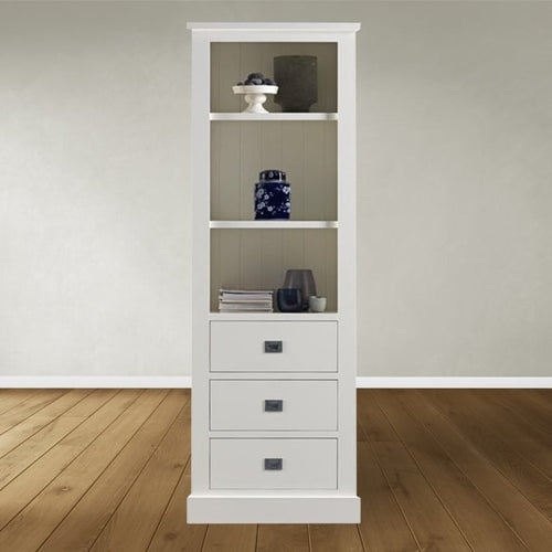 Bücherregal Island 09 - 75x40x215H cm - 2 Fachböden - 3 Soft-Close-Schubladen