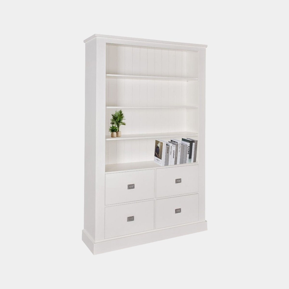 Bücherregal Island 10 - 120x40x215H cm - 3 Einlegeböden - 4 Soft-Close-Schubladen