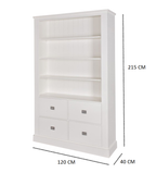 Bücherregal Island 10 - 120x40x215H cm - 3 Einlegeböden - 4 Soft-Close-Schubladen