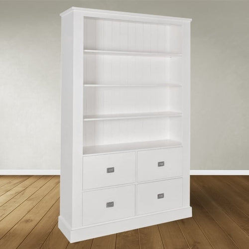 Bücherregal Island 10 - 120x40x215H cm - 3 Einlegeböden - 4 Soft-Close-Schubladen