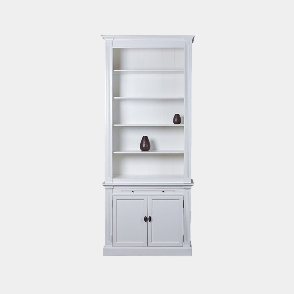 Bücherregal Melena del Sur - 100x40x240H cm - 5 Fachböden - 1 ausziehbarer Fachboden - 2 geschlossene Flügeltüren - verstellbare Fachböden