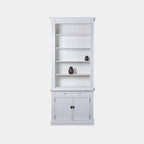 Bücherregal Melena del Sur - 100x40x240H cm - 5 Fachböden - 1 ausziehbarer Fachboden - 2 geschlossene Flügeltüren - verstellbare Fachböden