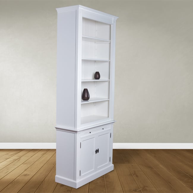 Bücherregal Melena del Sur - 100x40x240H cm - 5 Fachböden - 1 ausziehbarer Fachboden - 2 geschlossene Flügeltüren - verstellbare Fachböden