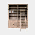 Bücherregal Melena del Sur - 200x43x240H cm - Eiche - mit Stange und Leiter - 10 Fachböden - 2 ausziehbare Fachböden - 4 geschlossene Flügeltüren - verstellbare Fachböden