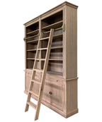 Bücherregal Melena del Sur - 200x43x240H cm - Eiche - mit Stange und Leiter - 10 Fachböden - 2 ausziehbare Fachböden - 4 geschlossene Flügeltüren - verstellbare Fachböden