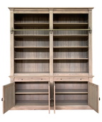 Bücherregal Melena del Sur - 200x43x240H cm - Eiche - mit Stange und Leiter - 10 Fachböden - 2 ausziehbare Fachböden - 4 geschlossene Flügeltüren - verstellbare Fachböden