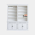 Bücherregal Melena del Sur - 200x40x240H cm - mit Stange und Leiter - 10 Fachböden - 2 ausziehbare Fachböden - 4 geschlossene Flügeltüren - verstellbare Fachböden