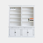 Bücherregal Melena del Sur - 200x40x240H cm - mit Stange und Leiter - 10 Fachböden - 2 ausziehbare Fachböden - 4 geschlossene Flügeltüren - verstellbare Fachböden