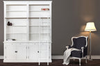 Bücherregal Melena del Sur - 200x40x240H cm - mit Stange und Leiter - 10 Fachböden - 2 ausziehbare Fachböden - 4 geschlossene Flügeltüren - verstellbare Fachböden