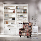 Bücherregal Melena del Sur - 200x40x240H cm - mit Stange und Leiter - 10 Fachböden - 2 ausziehbare Fachböden - 4 geschlossene Flügeltüren - verstellbare Fachböden