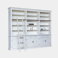 Bücherregal Melena del Sur - 300x40x240H cm - mit Stange und Leiter - 15 Fachböden - 3 ausziehbare Fachböden - 6 geschlossene Flügeltüren - verstellbare Fachböden